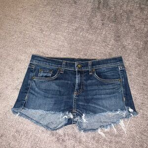 rag & bone Blue Jean Shorts with Frayed Hem